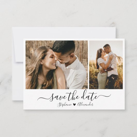 Elegante Typografie Foto Collage Wedding Save The Date (Vorderseite)