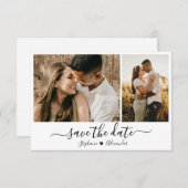 Elegante Typografie Foto Collage Wedding Save The Date (Vorne/Hinten)
