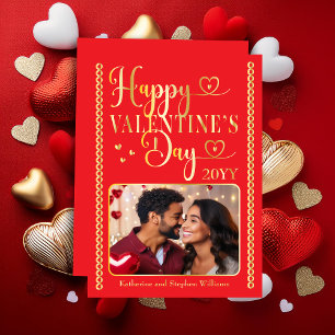 Elegante Typografie Foto Frohen Valentinstag Folien Feiertagskarte