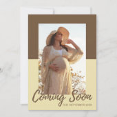Elegante Typografie Foto Schwangerschaft Ankündigu Ankündigung (Vorderseite)