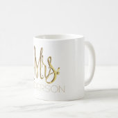 Elegante Typografie Frau-Add Name Handwriting Gold Kaffeetasse (VorderseiteRechts)