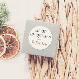 Elegante Typografie Frohe Weihnachten und Familien Runder Aufkleber