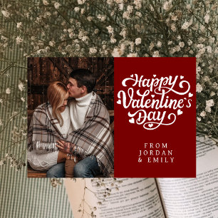 Elegante Typografie Frohen Valentinstag 1 Foto Feiertagskarte