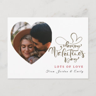 Elegante Typografie Frohen Valentinstag 1 Foto Feiertagspostkarte