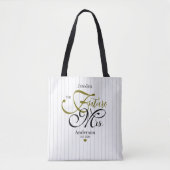 Elegante Typografie Future Mrs Moderne Streifen Tasche (Vorderseite)