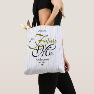 Elegante Typografie Future Mrs Moderne Streifen Tasche