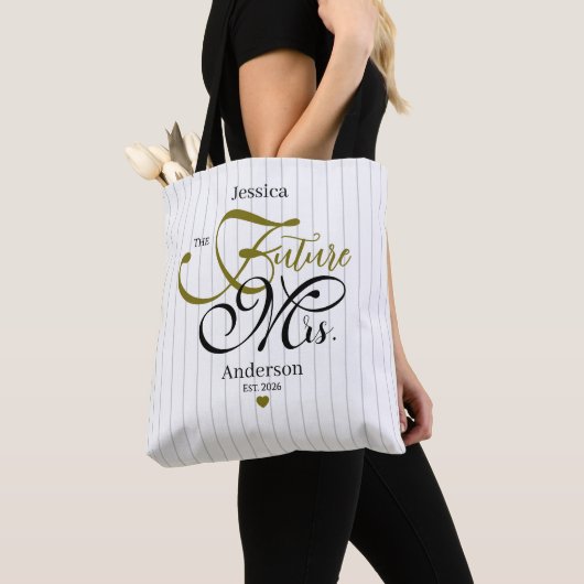 Elegante Typografie Future Mrs Moderne Streifen Tasche (Von Nahem)