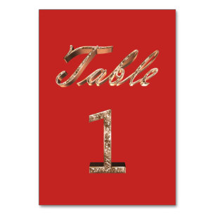 Elegante Typografie Gold Table Card Nummer 1 Tischnummer