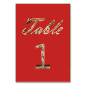 Elegante Typografie Gold Table Card Nummer 1 Tischnummer (Rückseite)