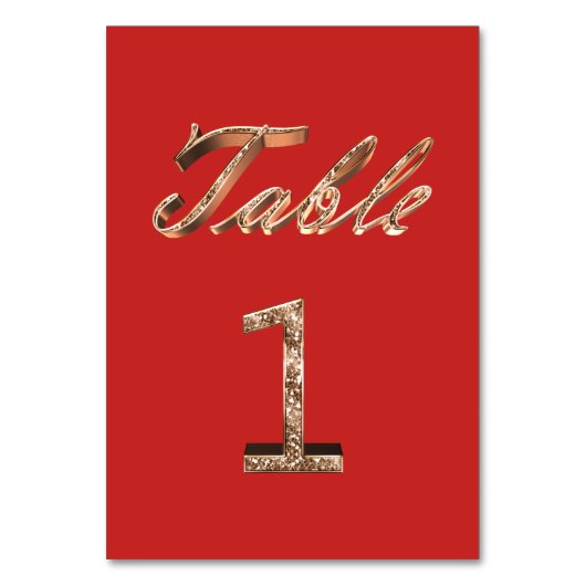 Elegante Typografie Gold Table Card Nummer 1 Tischnummer (Rückseite)