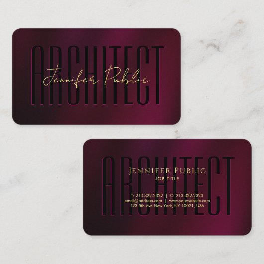 Elegante Typografie Gold Text Script Luxe Architec Visitenkarte (Vorne/Hinten)