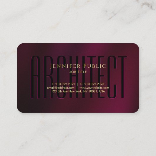 Elegante Typografie Gold Text Script Luxe Architec Visitenkarte (Rückseite)