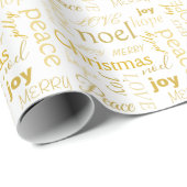 Elegante Typografie Gold & White Christmas Geschenkpapier (Rolleneckpunkt)