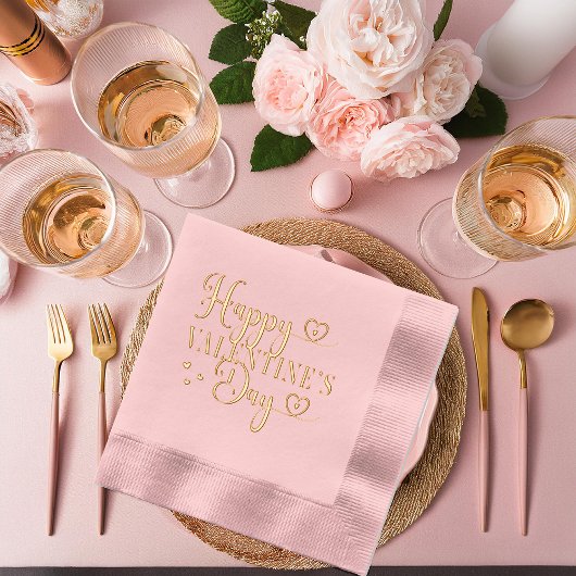 Elegante Typografie - Happy Valentine's Day gestem Servietten Mit Folie