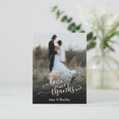 Elegante Typografie Hochzeit Liebe und Dank Postkarte (Stehend Vorderseite)