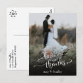 Elegante Typografie Hochzeit Liebe und Dank Postkarte (Vorne/Hinten)