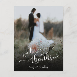 Elegante Typografie Hochzeit Liebe und Dank Postkarte