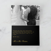 Elegante Typografie-Hochzeit mit FOTO in Schwarz u Dankeskarte (Innenseite)