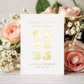 Elegante Typografie Hochzeit rettet das Datum Gold Folieneinladung
