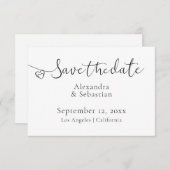 Elegante Typografie Hochzeitsherz Save the Date (Vorne/Hinten)