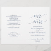 Elegante Typografie Hochzeitsprogramme Dusty Blue (Vorderseite)