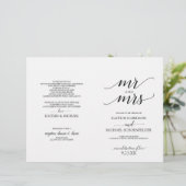 Elegante Typografie-Hochzeitsprogramme in Schwarz (Stehend Vorderseite)