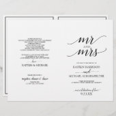 Elegante Typografie-Hochzeitsprogramme in Schwarz (Vorne/Hinten)