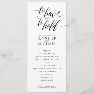 Elegante Typografie-Hochzeitsprogramme Schwarz Programm