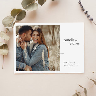 Elegante Typografie Horizontal Foto Wedding Einladung