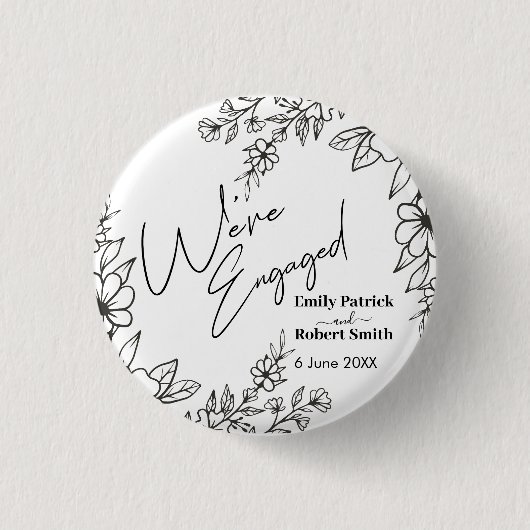 Elegante Typografie ist verlobt Button (Vorderseite)