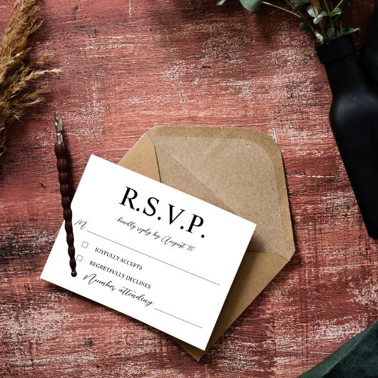 Elegante Typografie Laurel Wreath Monogram RSVP Karte