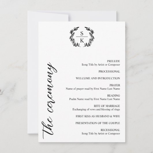Elegante Typografie Laurel Wreath Monogram Wedding (Vorderseite)