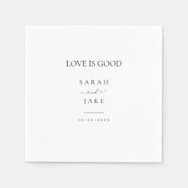 Elegante Typografie: LIEBE IST GUT Moderne Hochzei Serviette