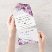 Elegante Typografie Lila und Goldfarben Hochzeit