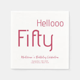 Elegante Typografie Magenta Moderne 50. Geburtstag Serviette