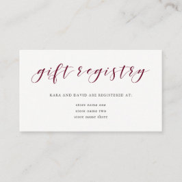 Elegante Typografie | Marsala Gift Registry Insert