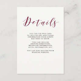 Elegante Typografie | Marsala Guest Details Begleitkarte