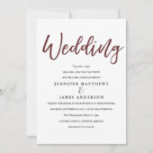Elegante Typografie | Marsala Red Wedding Card Einladung (Vorderseite)