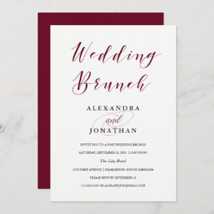 Elegante Typografie Marsala Wedding Brunch Einladung