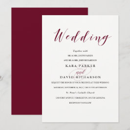 Elegante Typografie | Marsala Wedding Einladung