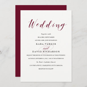 Elegante Typografie Marsala Wedding Einladung