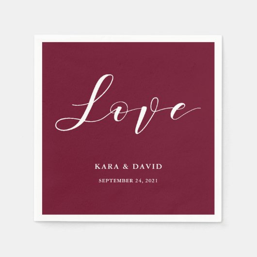 Elegante Typografie | Marsala Wedding Liebe Serviette (Vorderseite)