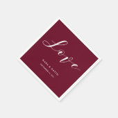 Elegante Typografie | Marsala Wedding Liebe Serviette (Ecke)