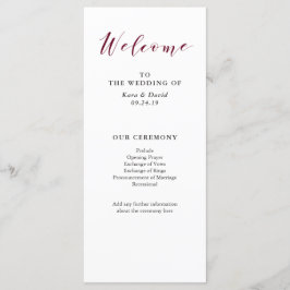 Elegante Typografie | Marsala Wedding Program Programm