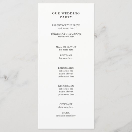 Elegante Typografie | Marsala Wedding Program Programm (Rückseite)
