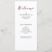Elegante Typografie | Marsala Wedding Program Programm (Vorderseite)