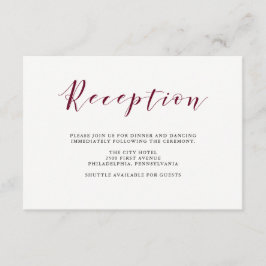 Elegante Typografie | Marsala Wedding Reception Begleitkarte