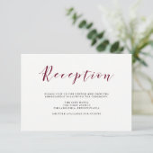 Elegante Typografie | Marsala Wedding Reception Begleitkarte (Stehend Vorderseite)