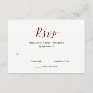 Elegante Typografie Marsala Wedding RSVP