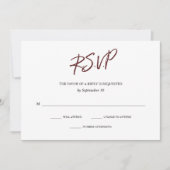 Elegante Typografie | Marsala Wedding RSVP Card Einladung (Vorderseite)